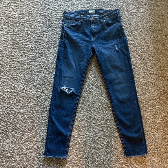 Hudson Jeans Classic Blue Ripped Skinny Denim Jeans Full length frayed hem - Picture 2 of 12